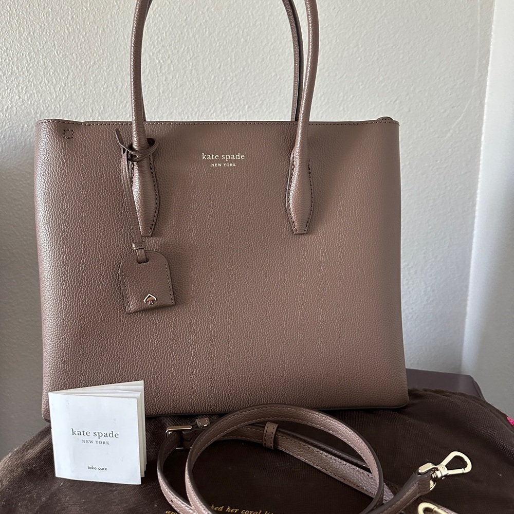 Kate Spade Brown Structured Tote with Double Handles